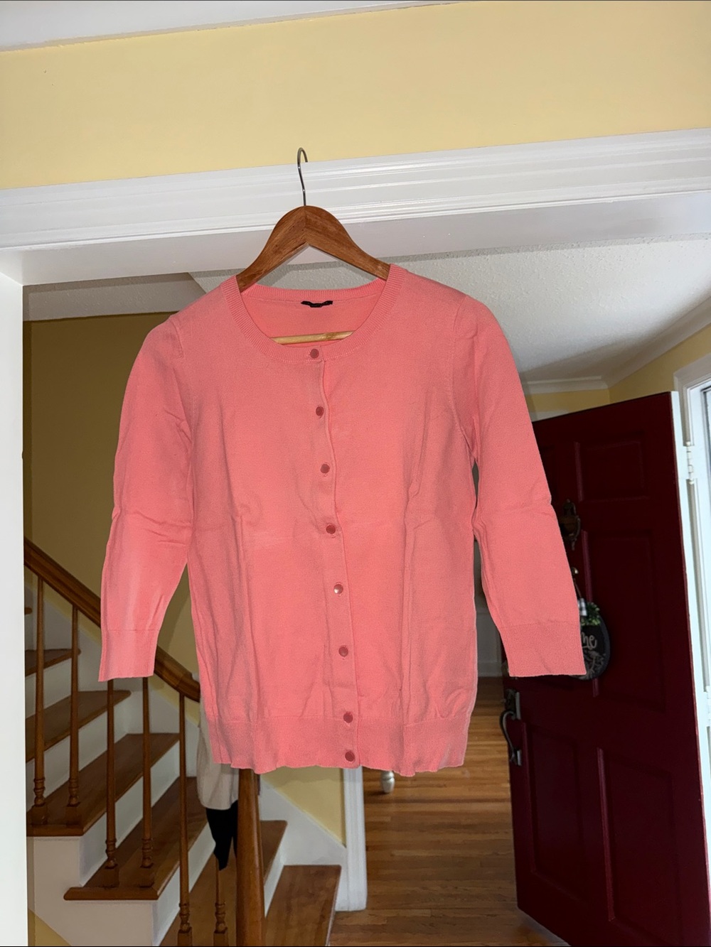 Talbots Pink Coral Button-Front Cardigan